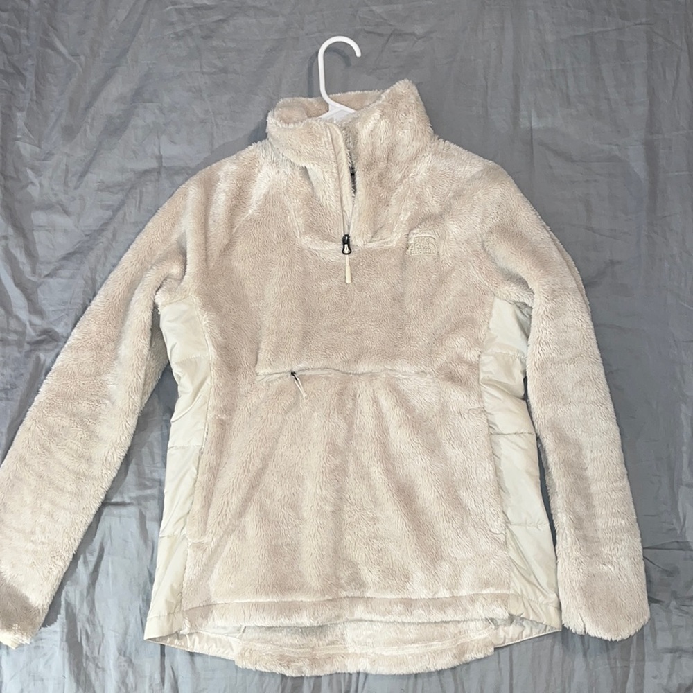 The North Face furry cream zip up
